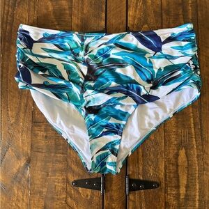 ROMWE Tropical Leaf Print Women's High Waisted Swim Bottom
